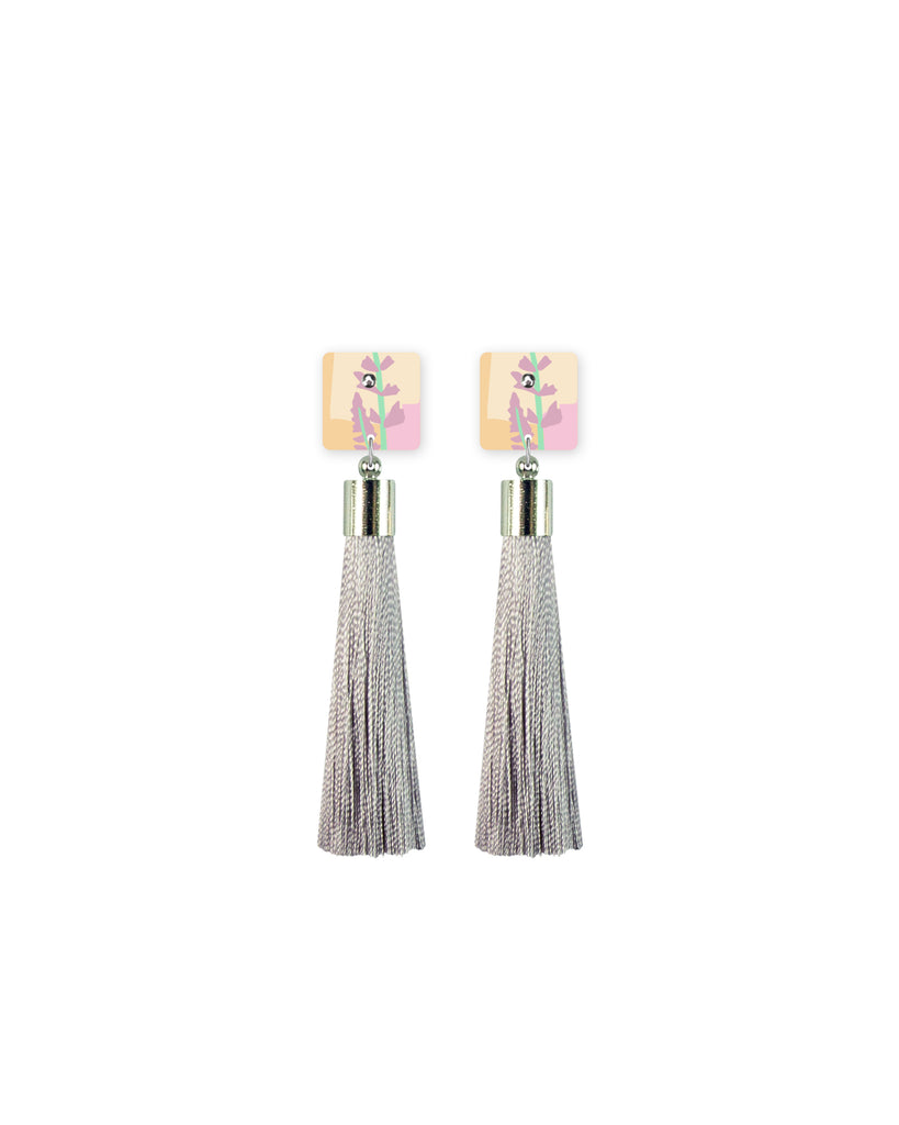 Pastel Leah Square Tassel Stud Earrings