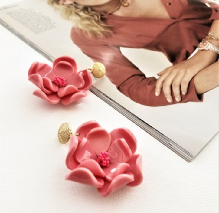 Bead Centre Resin Floral Earrings