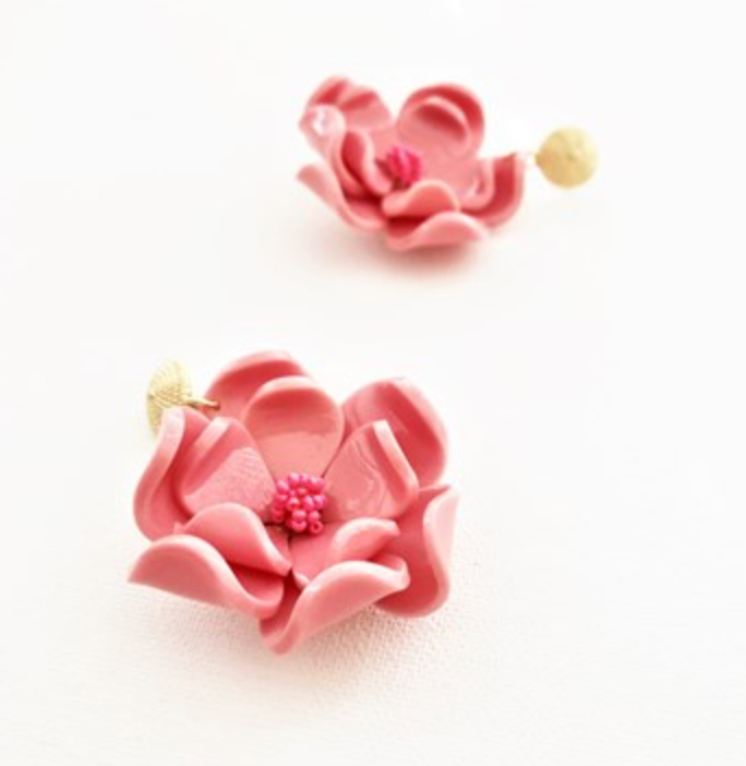 Bead Centre Resin Floral Earrings