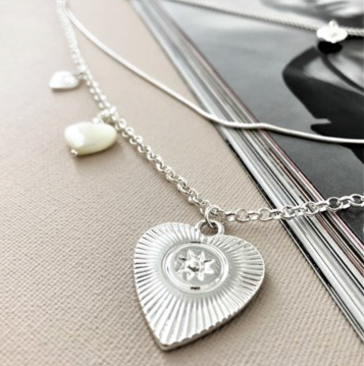 Vintage Heart Mix Multi-Layer Short Necklace